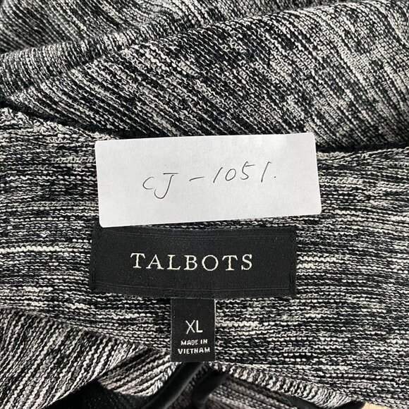 Talbots Open Front Blazer Jacket XL Black White Mix Old Money Office Career - Picture 2 of 6